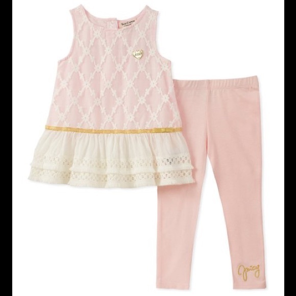 Juicy Couture Light Pink Lace Ruffle Tank/Leggings